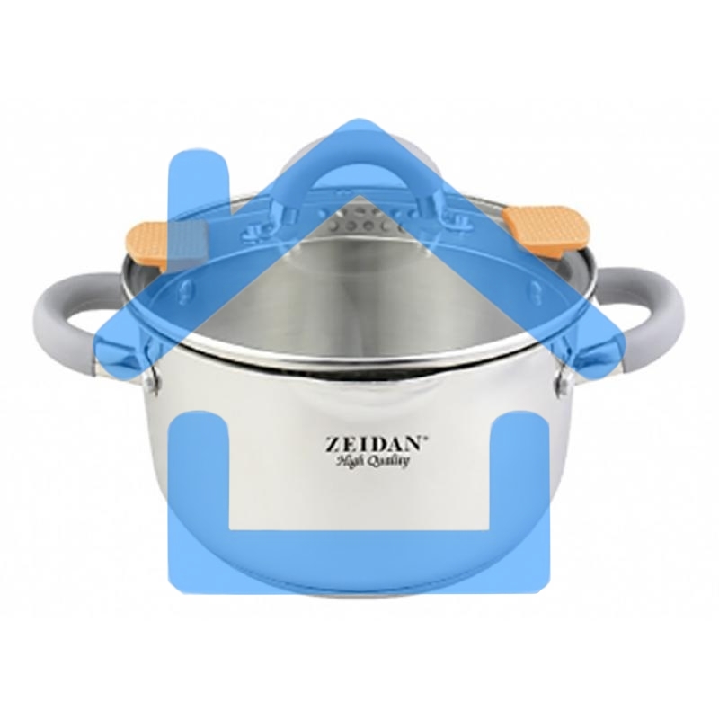 Кастрюля Zeidan Z-50291 5,0 л со сливом - 5.0 л (O22 см), нерж. сталь, внутренняя – матовая полировка, снаружи - комбинированная полировка, шкала литража, стеклянная крышка со сливом, 3-х СЛОЙНОЕ КАПСУЛИРОВАННОЕ ДНО. Подарочная упаковка с пластиковой ручк