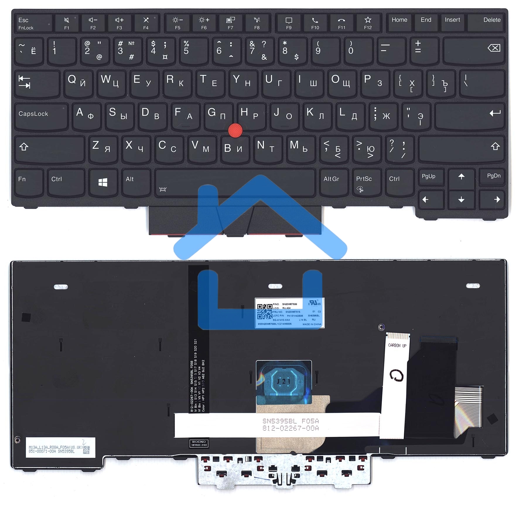 Клавиатура для ноутбука Lenovo ThinkPad L14 gen 1/2 черная с подсветкой