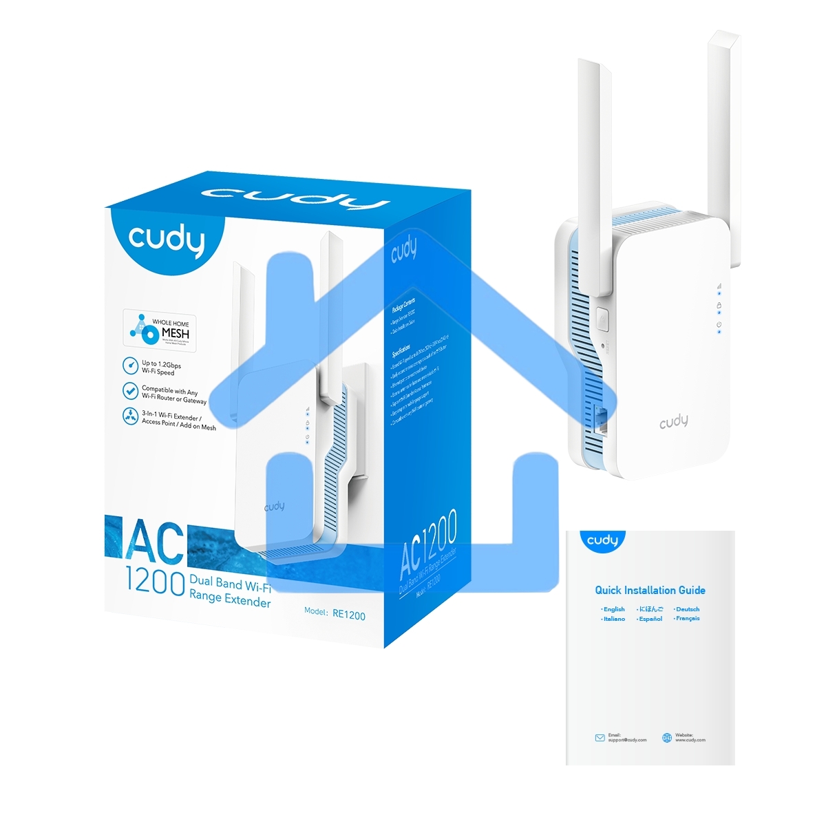 Повторитель беспроводного сигнала Cudy RE1200 AC1200 10/100BASE-TX/Wi-Fi белый