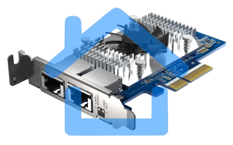 Сетевая карта QNAP QXG-10G2T-X710 LAN Expansion Card, PCIe Gen 3, Two 10GbE (10G / 5G / 2.5G / 1G / 100M)) Ports with SR-IOV and iSCSI, Block-based, Supports Multiple Virtual Disk Modes