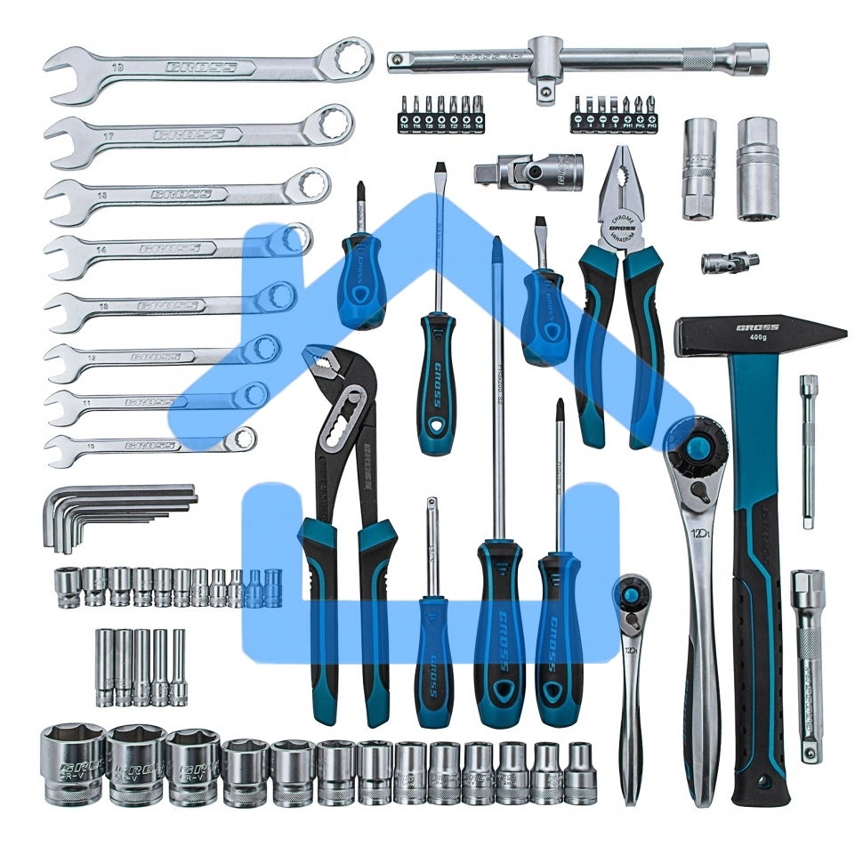 Набор инструментов 76 предметов, 120 зубьев, CrV1/4, 1/2