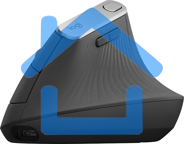 Мышь беспроводная/проводная Logitech MX Vertical графитовый, 4000 dpi, радиоканал, Bluetooth, USB, кнопки - 6