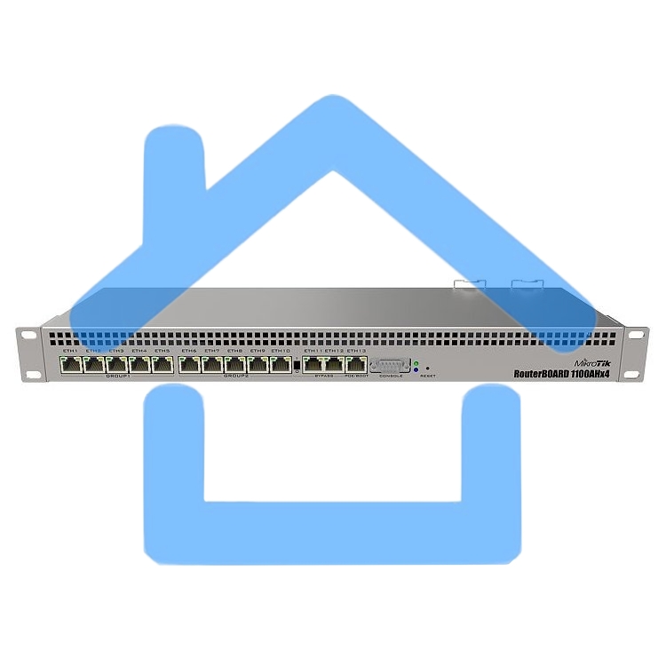 Маршрутизатор MikroTik RB1100AHx4 with Annapurna Alpine AL21400 Cortex A15 CPU (4-cores, 1.4GHz per core), 1Gb RAM, 13xGbit LAN, RouterOS L6, 1U rackmount case, Dual PSU