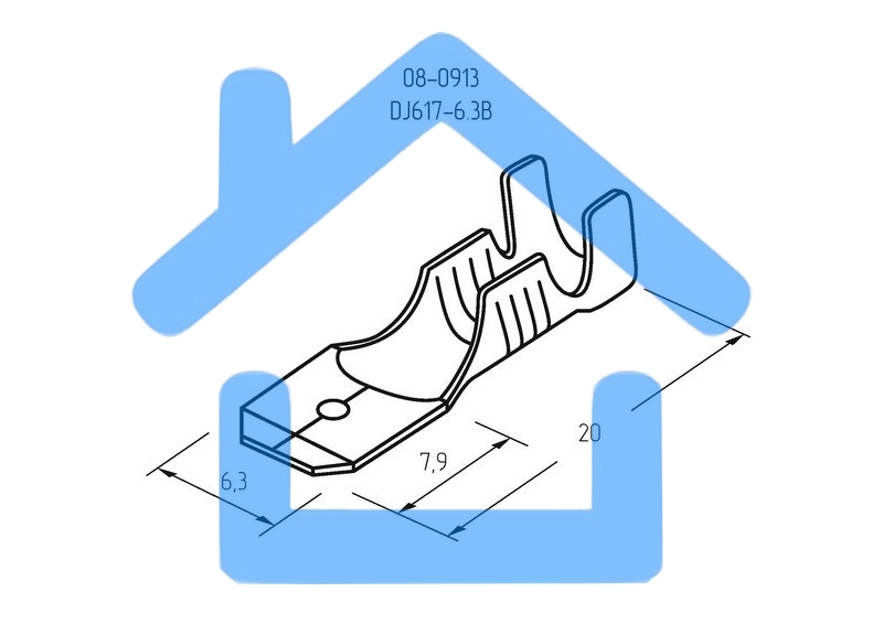 Клемма плоская штекер 6.3 мм 0,5-1.5 мм² (РП-п 1.5-(6.3) L = 20 мм) Rexant