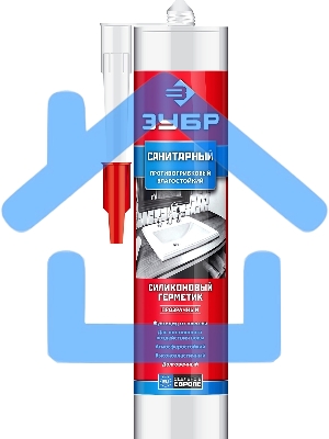 Герметик силиконовый ЗУБР прозрачный, санитарный, для помещений с повышенной влажностью, 280мл