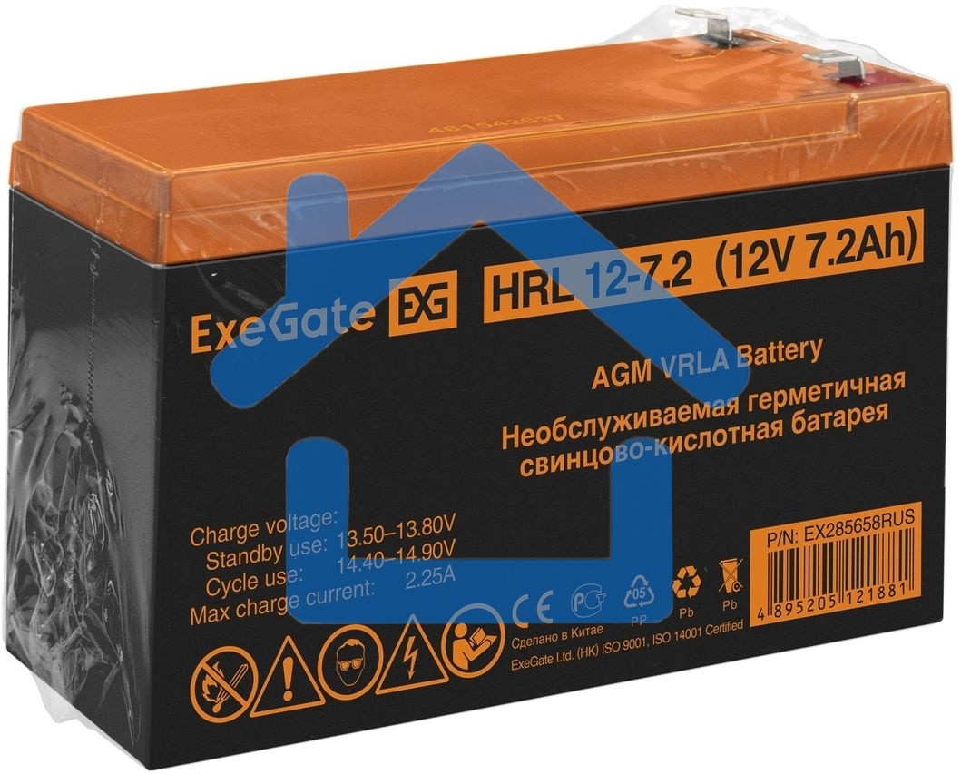 Батарея ExeGate EX285658RUS HRL 12-7.2 (12V 7.2Ah, 1227W, клеммы F2)