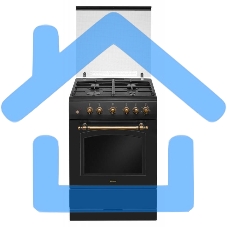 Плита газовая Hansa FCGA62109 черный, конфорок 4 шт, духовка 58 л, 60 см x 85 см x 60 см