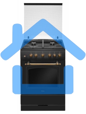 Плита газовая Hansa FCGA62109 черный, конфорок 4 шт, духовка 58 л, 60 см x 85 см x 60 см