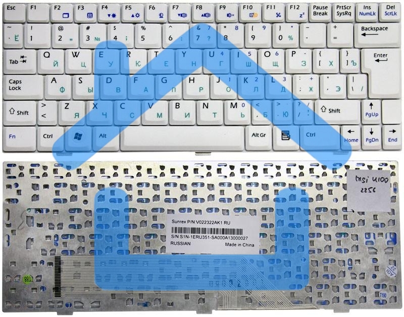 Клавиатура для ноутбука MSI Wind U90 U100 U110 U120, белый