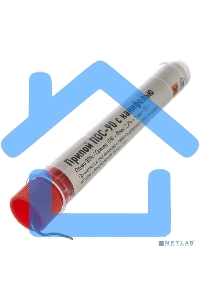 Припой с канифолью ПОС-90 Rexant, 10 г, Ø1.0 мм, (олово 90%, свинец 10%), колба