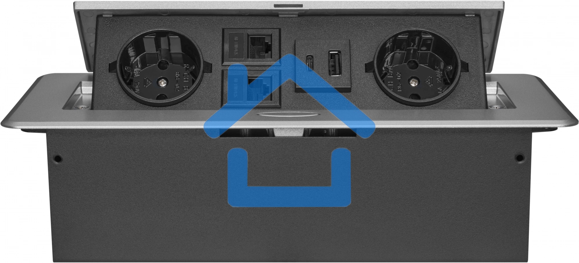 Розетка Cactus CS-SOCKET-EU2-USBA/C-NET для столешницы серый