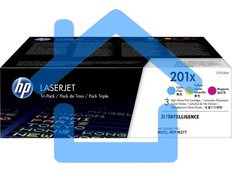 Картридж лазерный комплект HP 210X голубой/пурпурный/желтый (CF253XM) увеличенной емкости