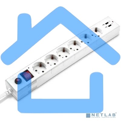 Сетевой фильтр Buro BU-SP1.8_USB_2A-W 1.8м (6 розеток) белый (коробка)
