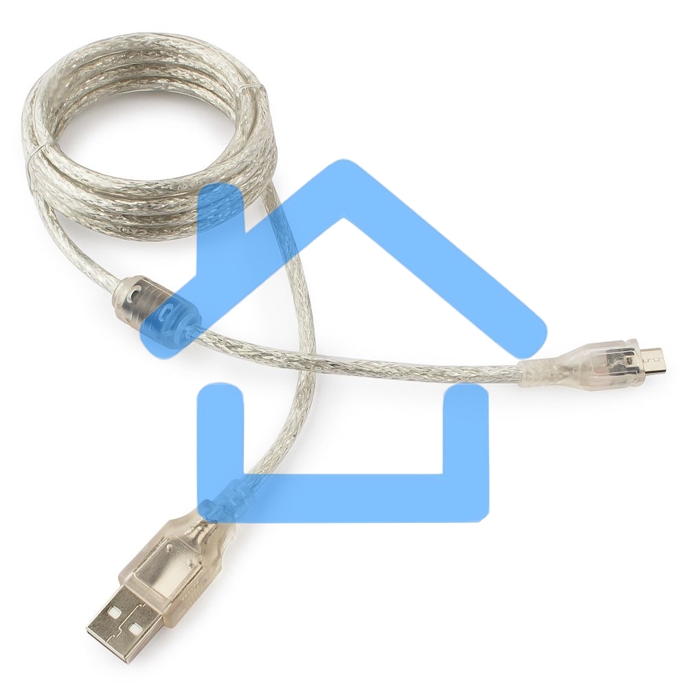 Кабель Cablexpert USB 2.0 Pro, AM/microBM, 1,8м, экран, феррит.кольцо, прозрачны (CCP-mUSB2-AMBM-6-TR)