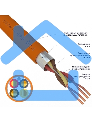 Кабель огнестойкий Rexant КПСЭнг(А)-FRHF 2x2x0,50 мм², бухта 200 м