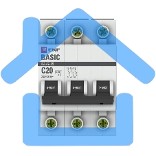 Выключатель автоматический модульный 3п C 20А 4.5кА ВА 47-29 Basic EKF mcb4729-3-20C