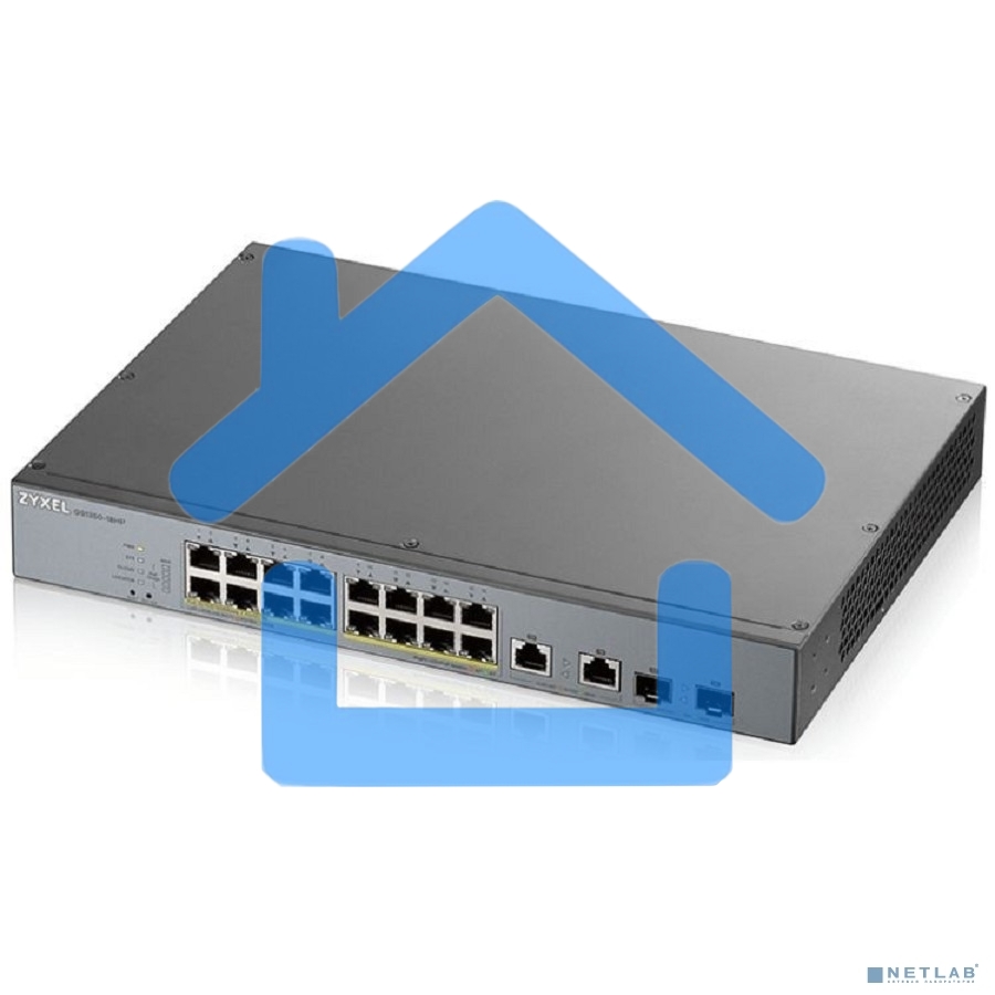 Коммутатор Zyxel GS1350-18HP, 16xGE PoE+, 2xCombo (SFP/RJ-45), бюджет PoE 250 Вт, дальность передачи питания до 250 м, автоперезагрузка PoE-портов, повышенная защита от перенапряжений и электростатических разряд