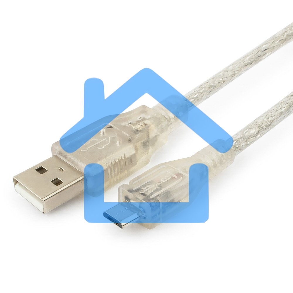 Кабель Cablexpert USB 2.0 Pro, AM/microBM, 1,8м, экран, феррит.кольцо, прозрачны (CCP-mUSB2-AMBM-6-TR)