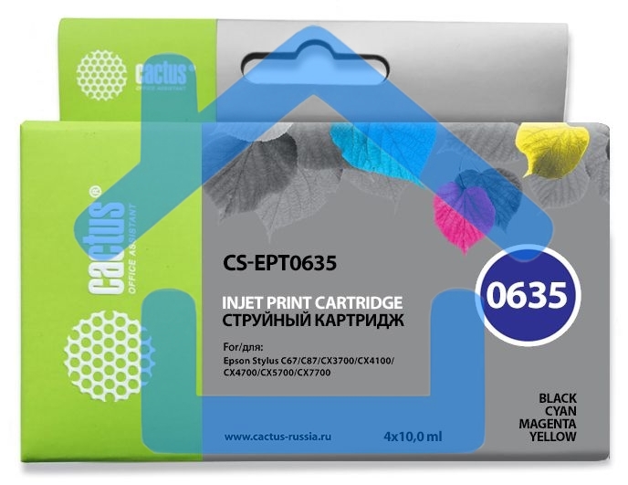 Картридж струйный Cactus CS-EPT0635 многоцветный (40 мл) для Epson Stylus C67/C87/CX3700/CX4100/CX4700