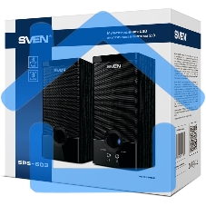 Колонки Sven SPS-603 черный USB-порт ПК, ноутбука или адаптер 5V DC