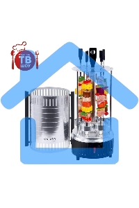 Электрошашлычница Galaxy Line GL 2610, серый, 1000 Вт, 5 шампуров из высококачественной нержавеющей стали, автоматическое вращение шампуров на 360°, долговечный керамический нагревательный элемент, защитный кожух из пищевого алюминия