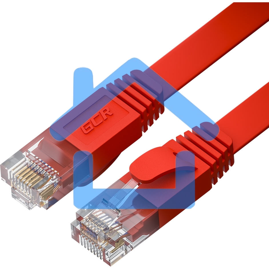 Патч-корд GCR PROF плоский прямой 2.0m, UTP медь кат.6, красный, 30 AWG, ethernet high speed 10 Gbит/с, RJ45, T568B, GCR-52859