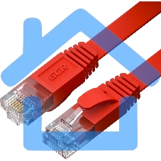 Патч-корд GCR PROF плоский прямой 2.0m, UTP медь кат.6, красный, 30 AWG, ethernet high speed 10 Gbит/с, RJ45, T568B, GCR-52859