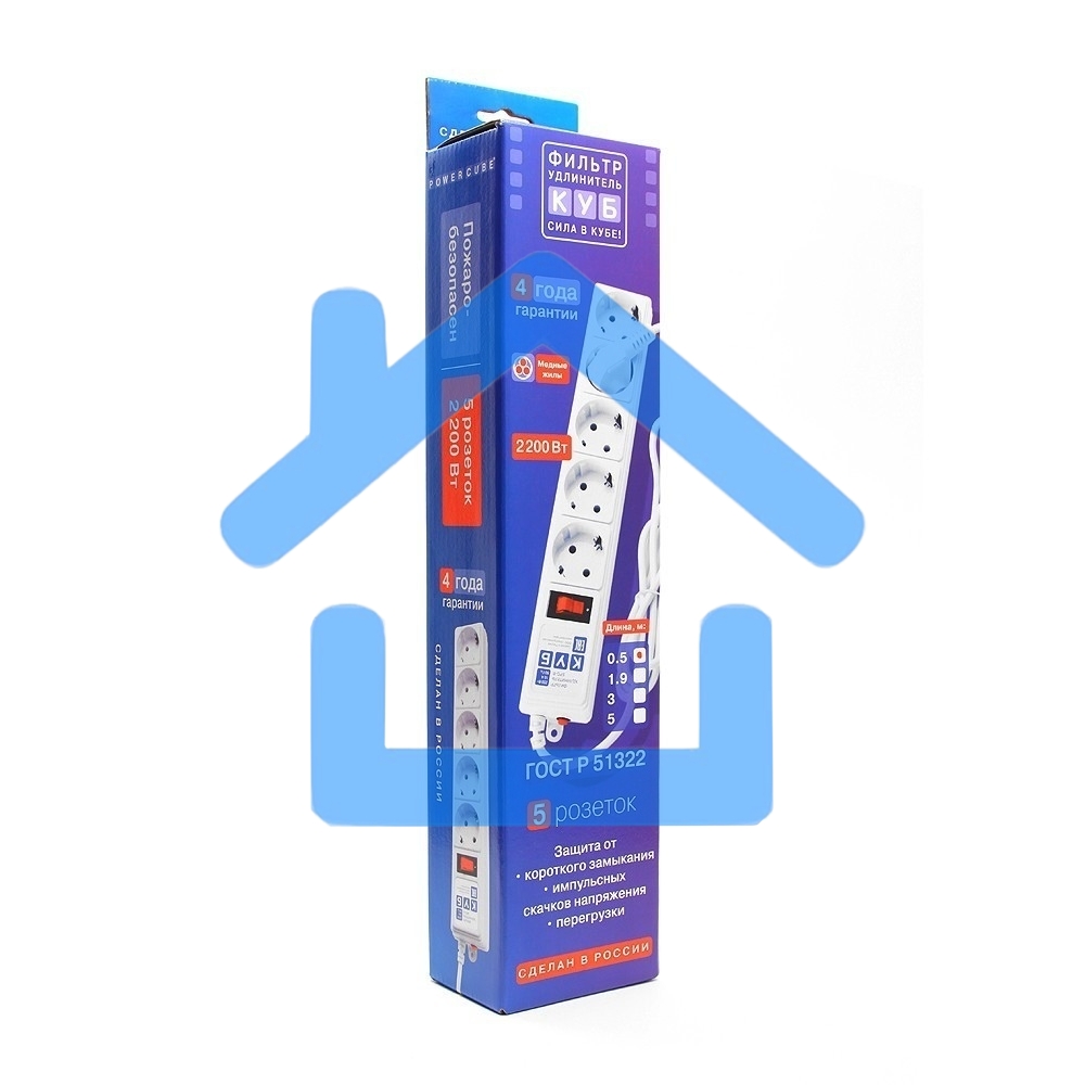 Сетевой фильтр Powercube SPG-B-10-WHITE 3м (5 розеток) белый (коробка)