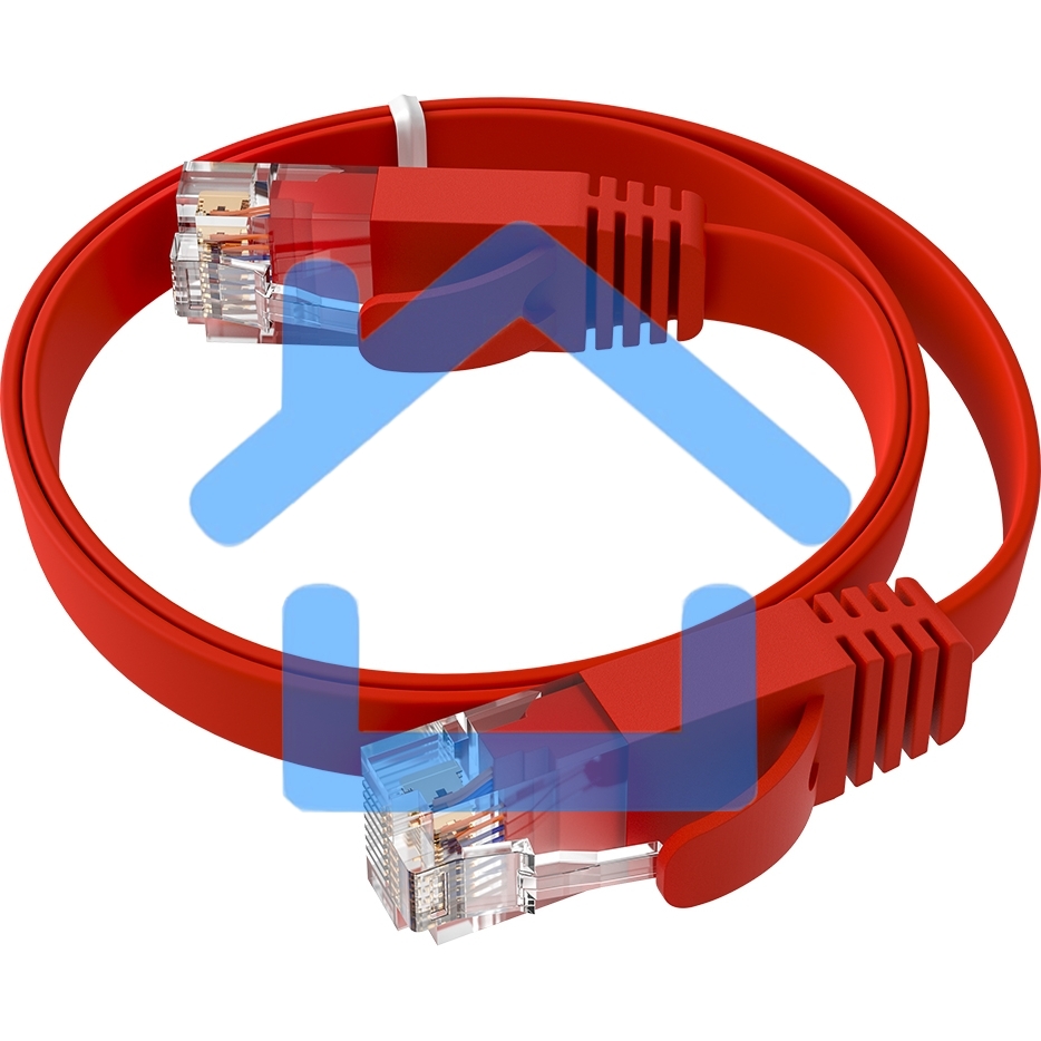 Патч-корд GCR PROF плоский прямой 2.0m, UTP медь кат.6, красный, 30 AWG, ethernet high speed 10 Gbит/с, RJ45, T568B, GCR-52859