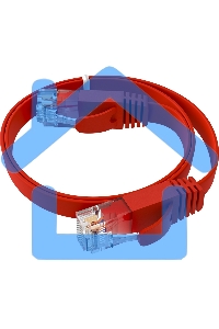 Патч-корд GCR PROF плоский прямой 2.0m, UTP медь кат.6, красный, 30 AWG, ethernet high speed 10 Gbит/с, RJ45, T568B, GCR-52859