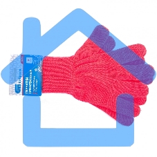 Перчатки трикотажные, акрил, коралл, двойная манжета, Россия СИБРТЕХ