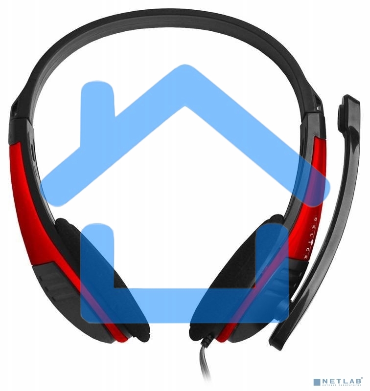 Наушники с микрофоном Oklick HS-M150 черный/красный 2.2м накладные (NO-003N)