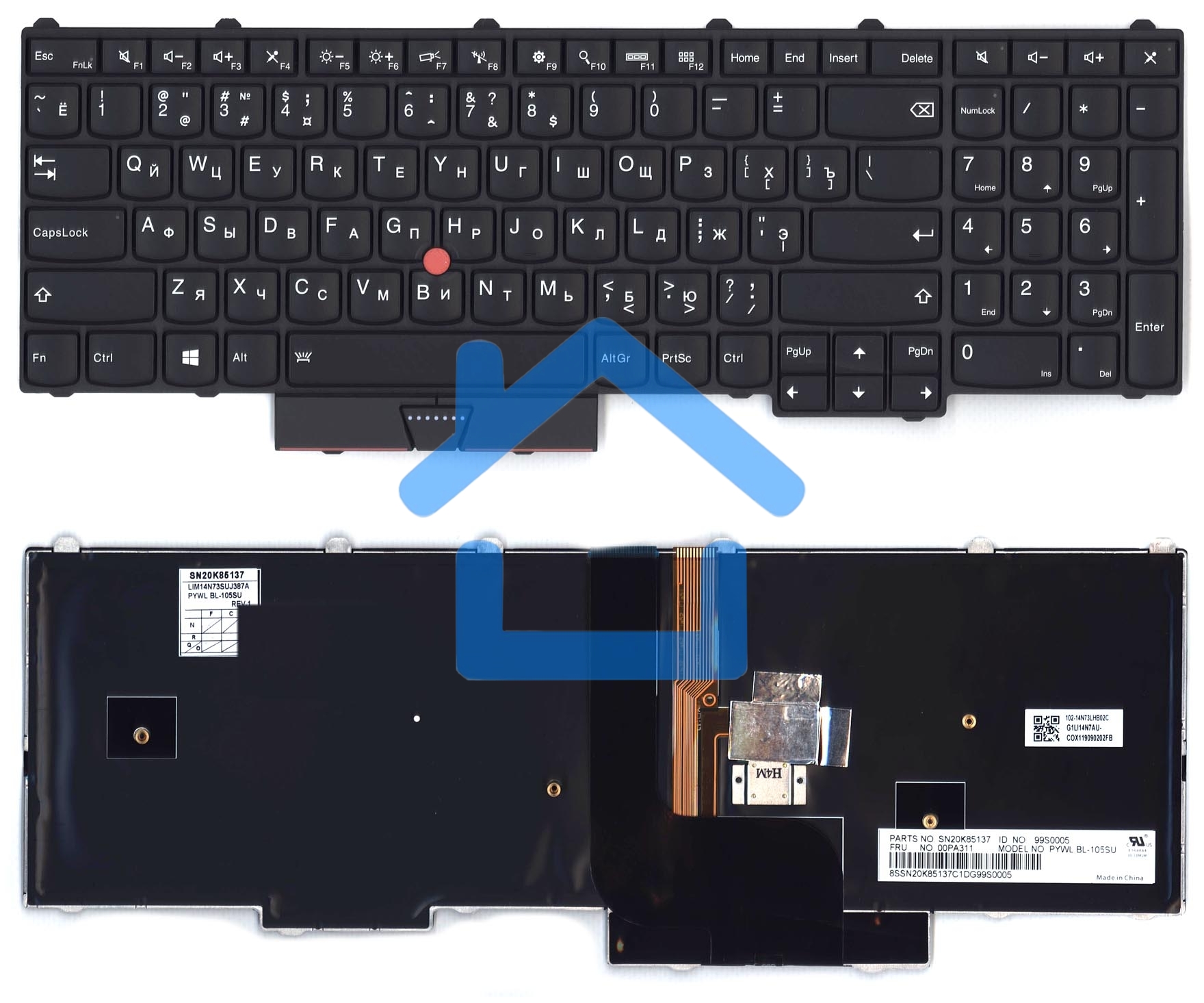 Клавиатура для ноутбука Lenovo ThinkPad P50 P70 черная с подсветкой