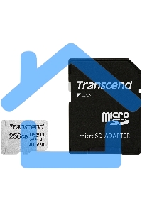 Флеш карта microSD 256Gb Transcend microSDXC Class 10 UHS-I U3, V30, A1, (SD адаптер), TLC
