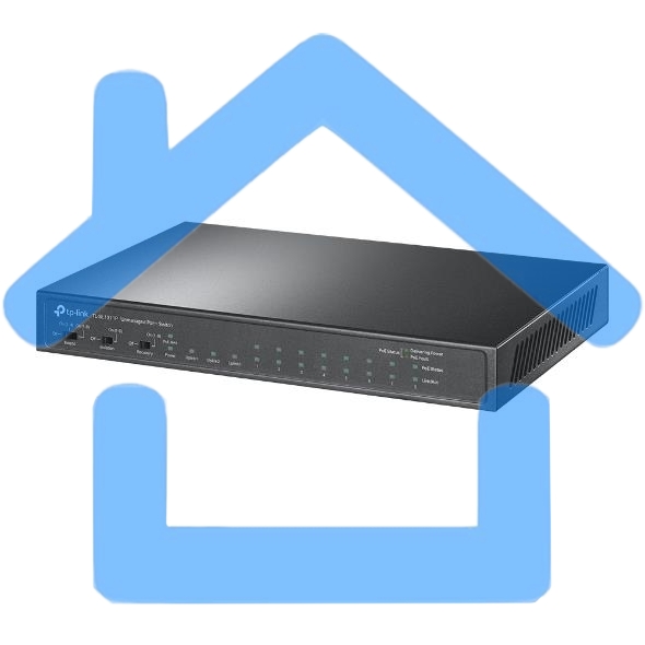 Настольный коммутатор TP-Link TL-SL1311P, 8 портов 10/100 Мбит/с с поддержкой PoE+, 2 гигабитных порта без поддержки PoE, 1 порт SFP, 802.3af/at, бюджет PoE — 65 Вт, стальной корпус