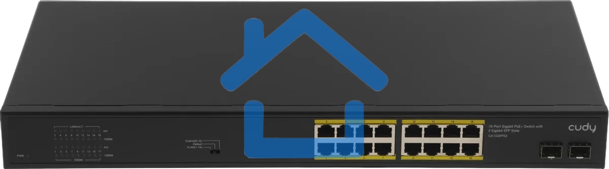Коммутатор Cudy GS1020PS2 (L2) 16x1Гбит/с 2SFP 16PoE+ 200W неуправляемый