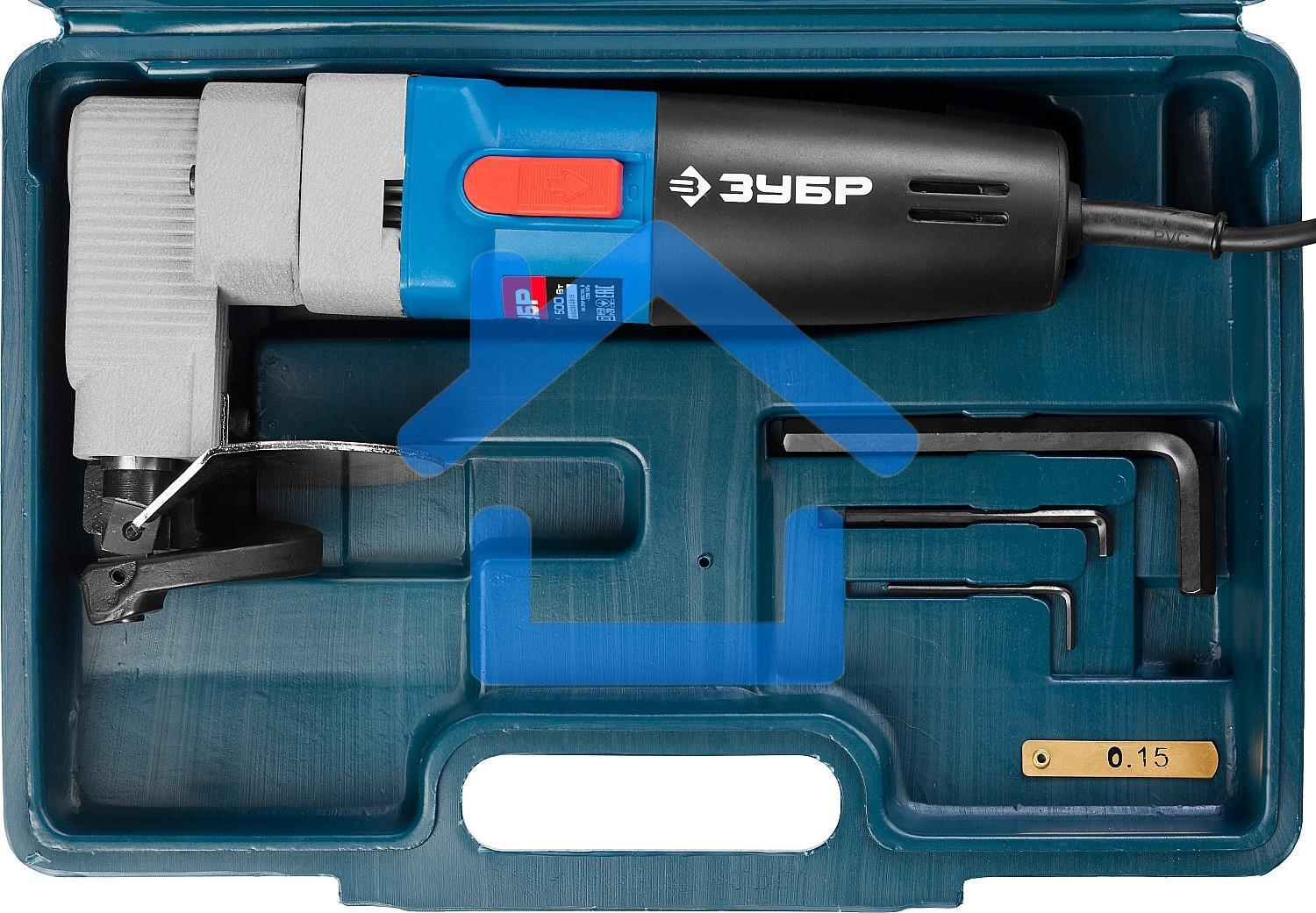 Ножницы лезв. ЗУБР ЗНЛ-500 листовые, 500Вт 1800/мин сталь:2.5мм мин.рад.40мм в кейсе