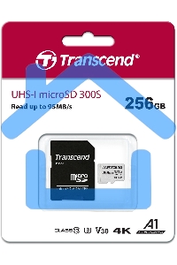 Флеш карта microSD 256Gb Transcend microSDXC Class 10 UHS-I U3, V30, A1, (SD адаптер), TLC