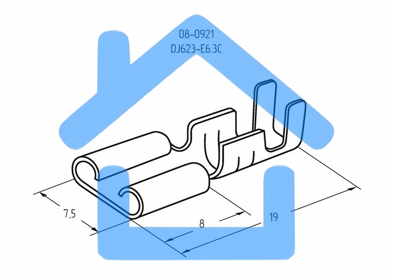 Клемма плоская гнездо 7.5 мм 1-2.5 мм² (РП-м 2.5-(6.3)) Rexant