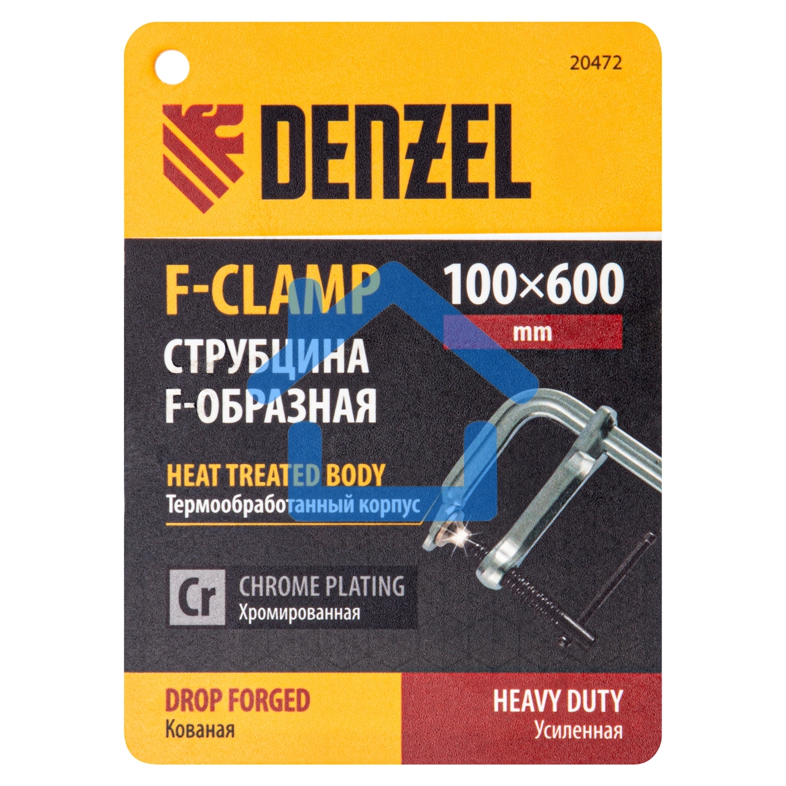 Струбцина Denzel F-образная, 100x600 мм, кованая