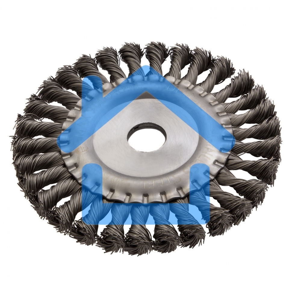 Щетка для УШМ Denzel 150 мм, Плоская, крученая нержавеющая проволока 0,5мм 746343