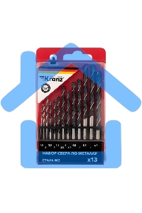 Набор сверл по металлу (HSS) диаметр 1.5-6.5 мм (13 шт.) Kranz