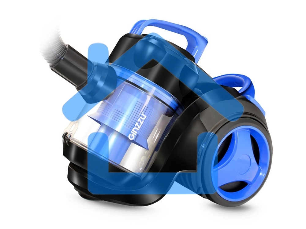 Пылесос Ginzzu VS420, 1700/275 Вт., без мешка, циклонный фильтр, черный/синий