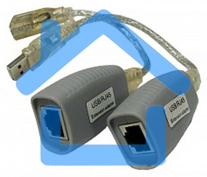 Удлинитель USB 1.1 интерфейса для клавиатуры и мыши по кабелю витой пары (CAT5/5e/6) до 100м, USB звуковые платы и т.д. до 70м