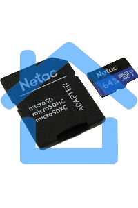 Флеш карта microSDHC 64Gb Netac P500 <NT02P500STN-064G-R> (с SD адаптером) 80Mb/s