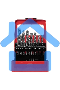 Набор сверл Matrix по металлу 1-10мм hss 19шт метал. коробка цил. хвостовик