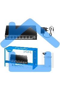 Коммутатор 8-Port 10/100 Mbps Desktop Switch, 8 10/100M RJ45 Ports, Loop Detection, Metal Case, Power Saving, Plug & Play
