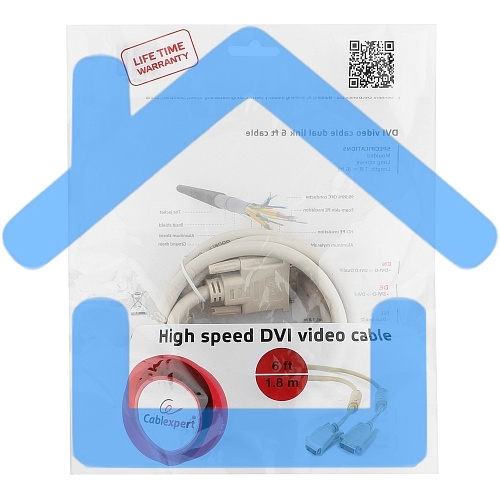 Кабель DVI-D dual link Gembird/Cablexpert CC-DVI2-6C, 25M/25M, 1.8м, экран, феррит.кольца, пакет