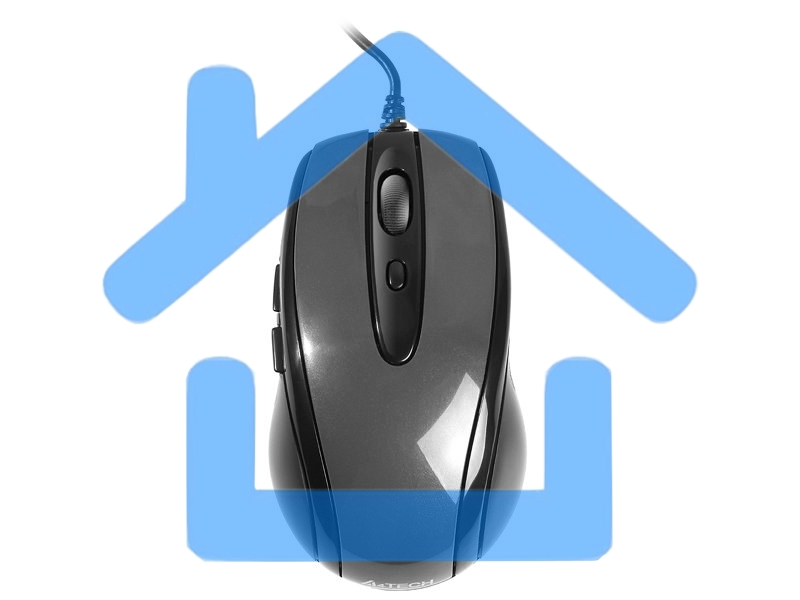 Мышь проводная A4Tech N-708X серый глянец/черный, 1600 dpi, USB, кнопки - 6