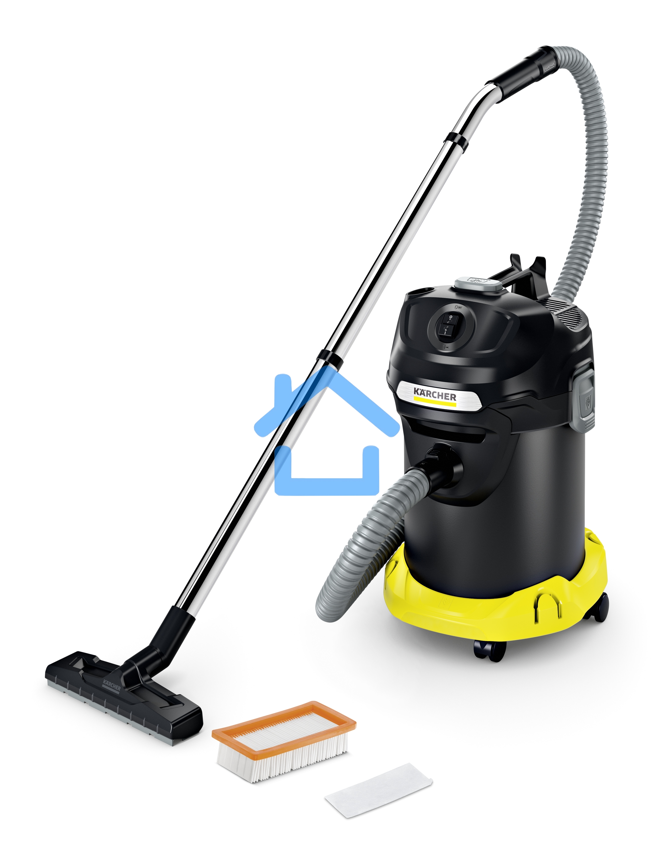 Пылесос Karcher AD 4 PREMIUM желтый/черный, 150/600 Вт, уборка сухая, пылесборник контейнер 17 л
